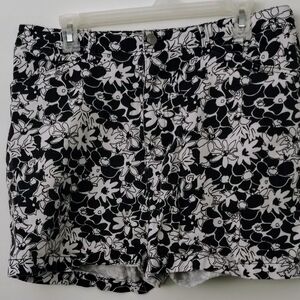 Faded Glory Black and White Floral Bermudas